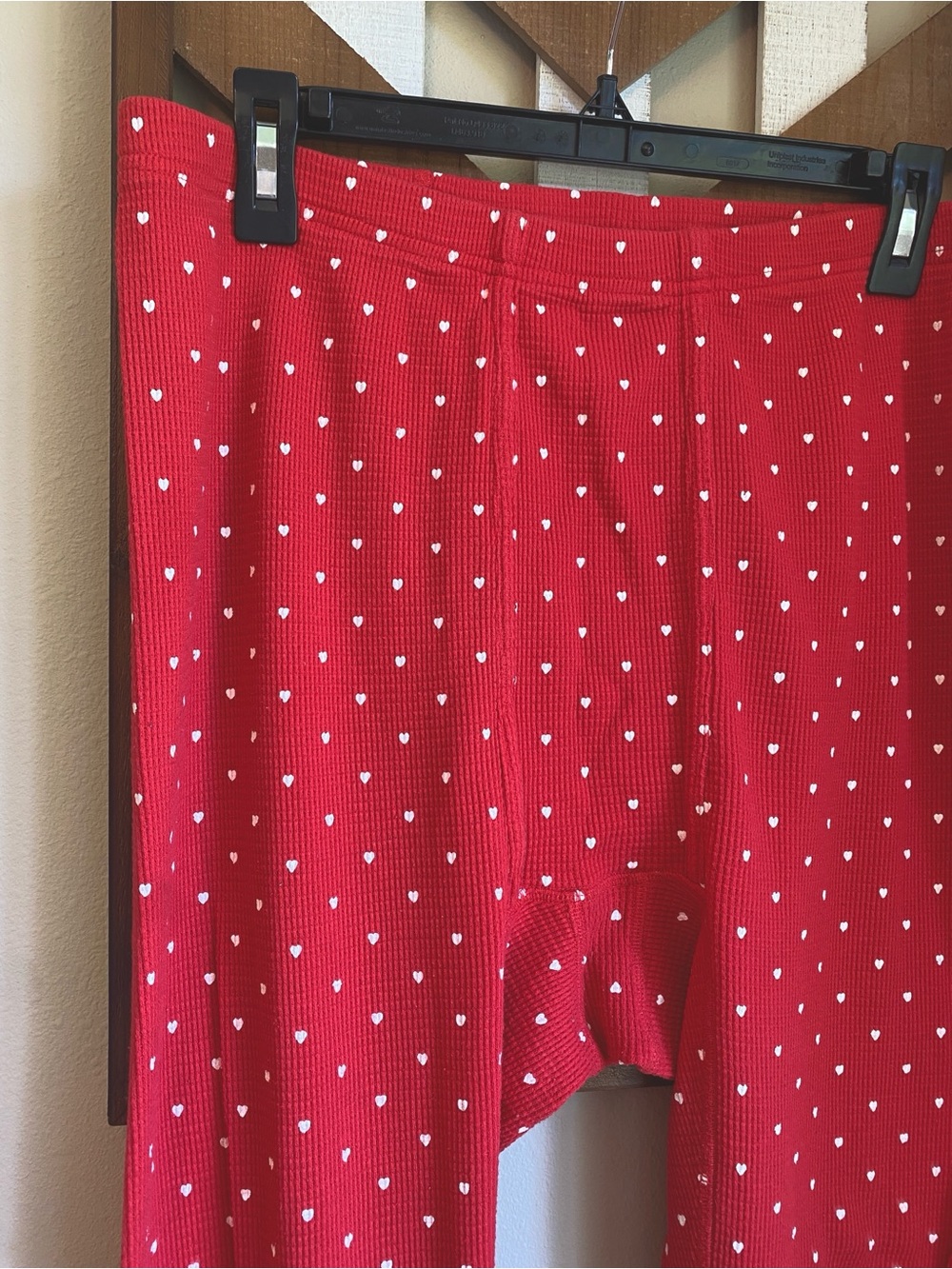 The GREAT M 2 Red White Hearts Thermal Waffle Pants Eddie Bauer Sleep PJs Pajama